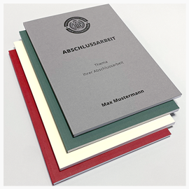Abschlussarbeiten im Softcover Klebebindung - Vollkarton Ansicht der Bindungen