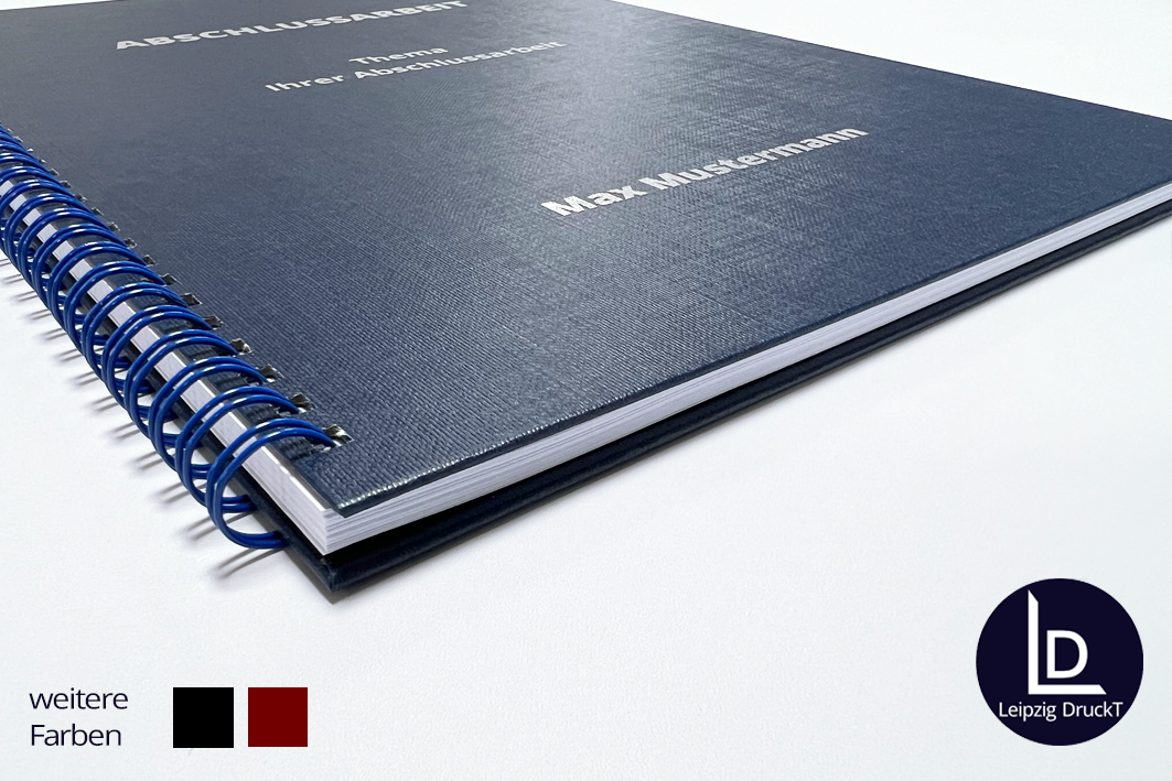 Abschlussarbeiten im Hardcover mit Drahtringbindung