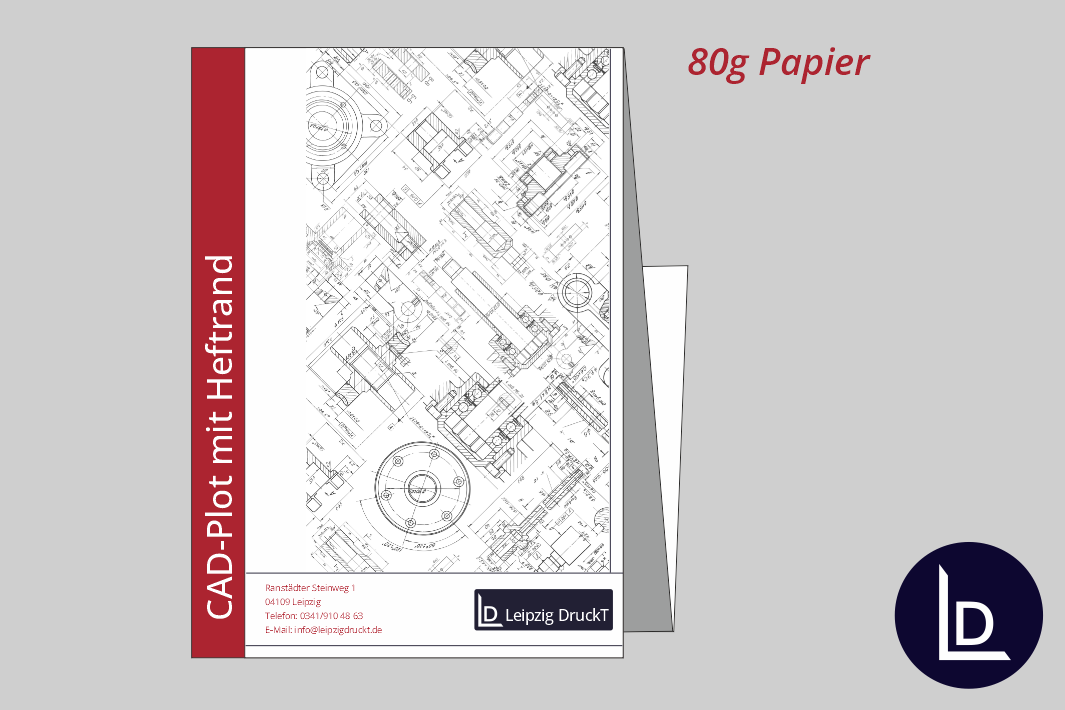 CAD-Plots gefaltet mit Heftrand  